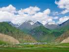 Landscape along the Pamir Highway The mountain range Tian Shan or Heavenly Mountains Art Print